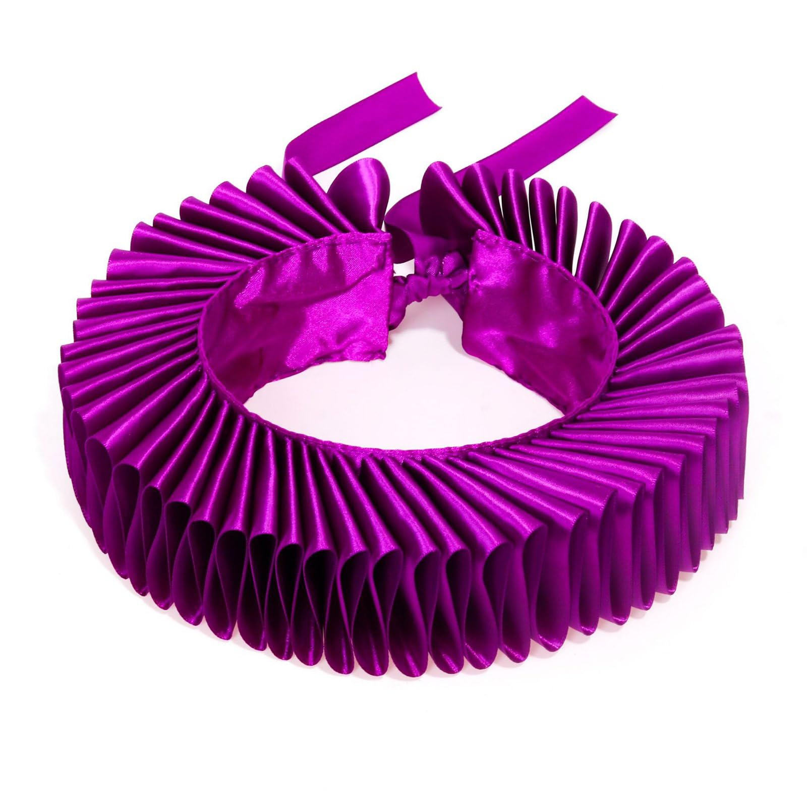 Yilingjc Women's Purple Ruff Collar Adjustable Elizabethan Purple Ruffled Faux Collar Necklace Clown Choker With Cuffs Set For Steampunk Neck Ruff