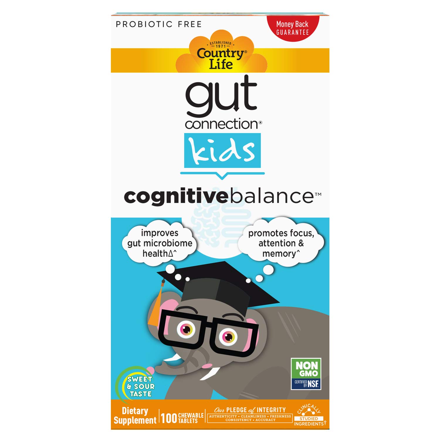 Country LifeKids Cognitive Balance Gut Connection, 100 CT
