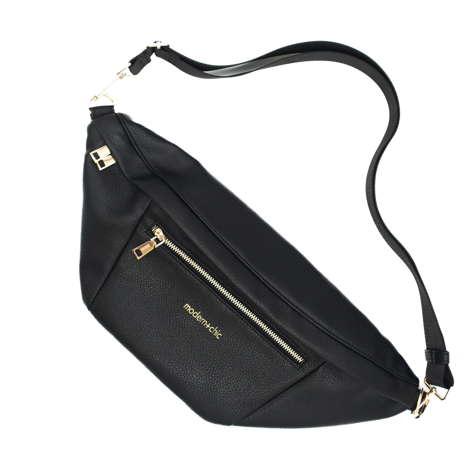 Modern+Chic Sling Bags for Women - Presley Oversized Sling Bag, Vegan Leather Crossbody Bag with Strap & Multiple Pockets (Black)