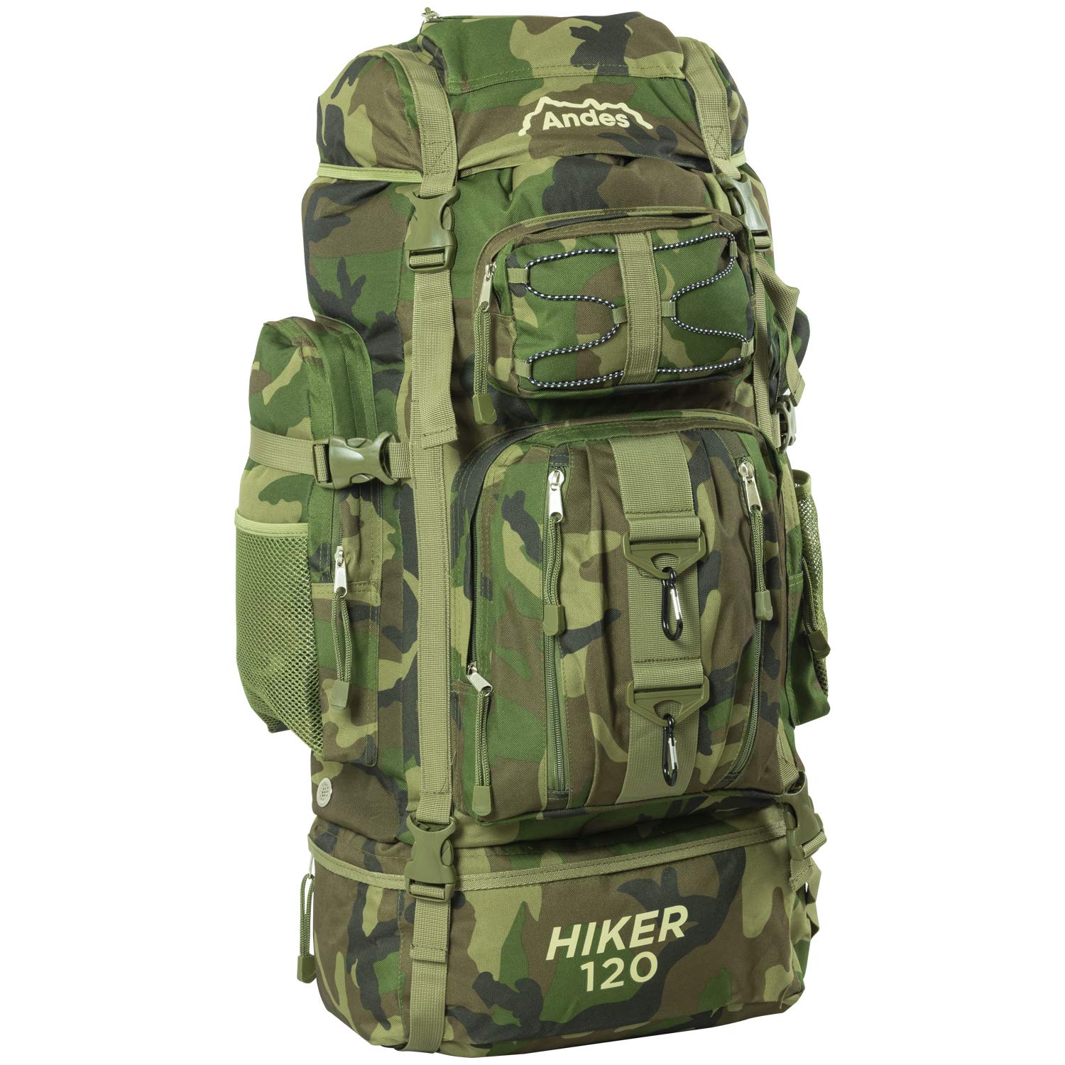 Andes Adtrek Green Camouflage 120L Hiker Backpack Extra Large Hiking/Camping Luggage Rucksack
