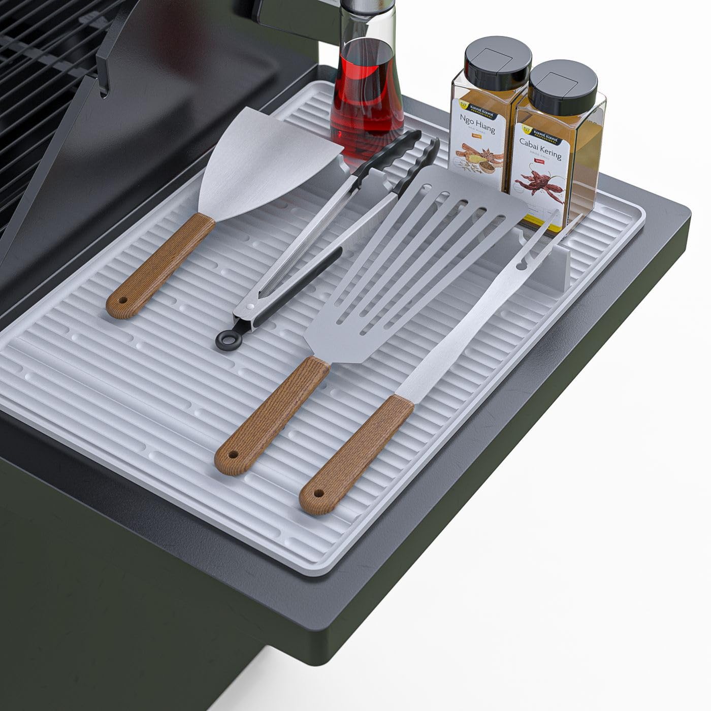 Accessorio per barbecue in silicone per barbecue laterale, accessorio per barbecue Napoleon, accessori per barbecue, supporto per utensili, tappetino per spatola, tappetino per cucina, piano di lavoro
