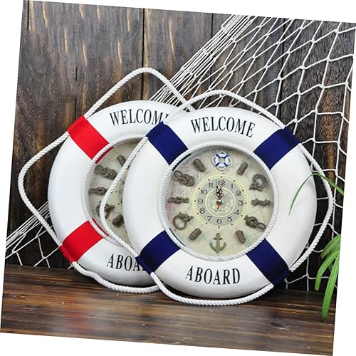 Miniatura 2 de Garneck Reloj náutico con temática de playa Reloj 3D Reloj de tiempo de barco Reloj de pared grande Anillo Decoración Retro Reloj de pared Reloj