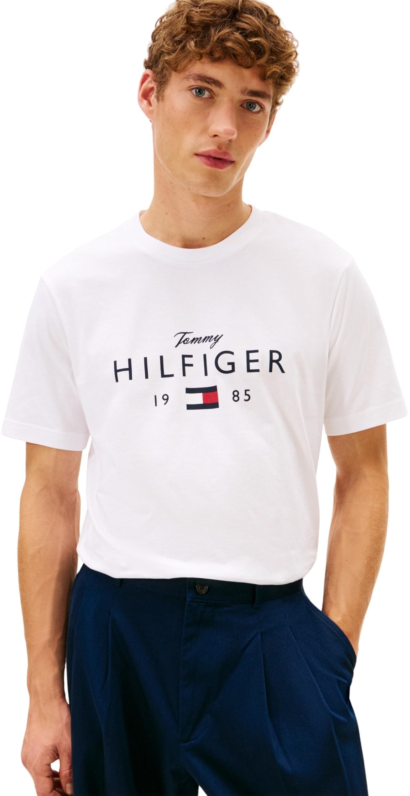 Tommy Hilfiger Men Brand Love Big Hilfiger TEE MW0MW41455 S/S T-Shirt, White, XL