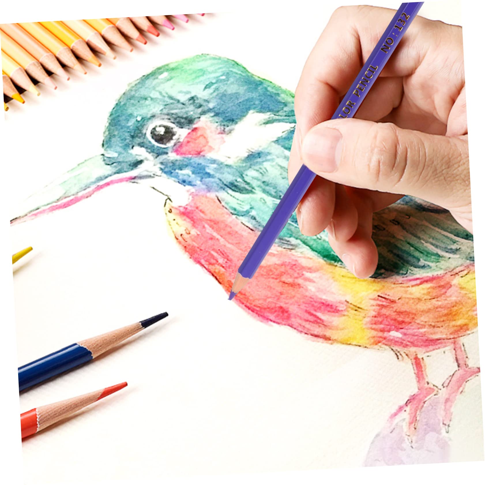 Crayons de Couleur à L'Huile 120 Couleurs, Coffret en Bois Blanc