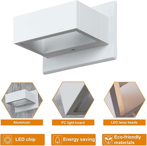 Miniatura 3 de Inowel Paquete de 2 luces de pared para exteriores luz exterior blanca arriba y abajo aplique de pared LED para porche garaje casa jardín 75 W 240