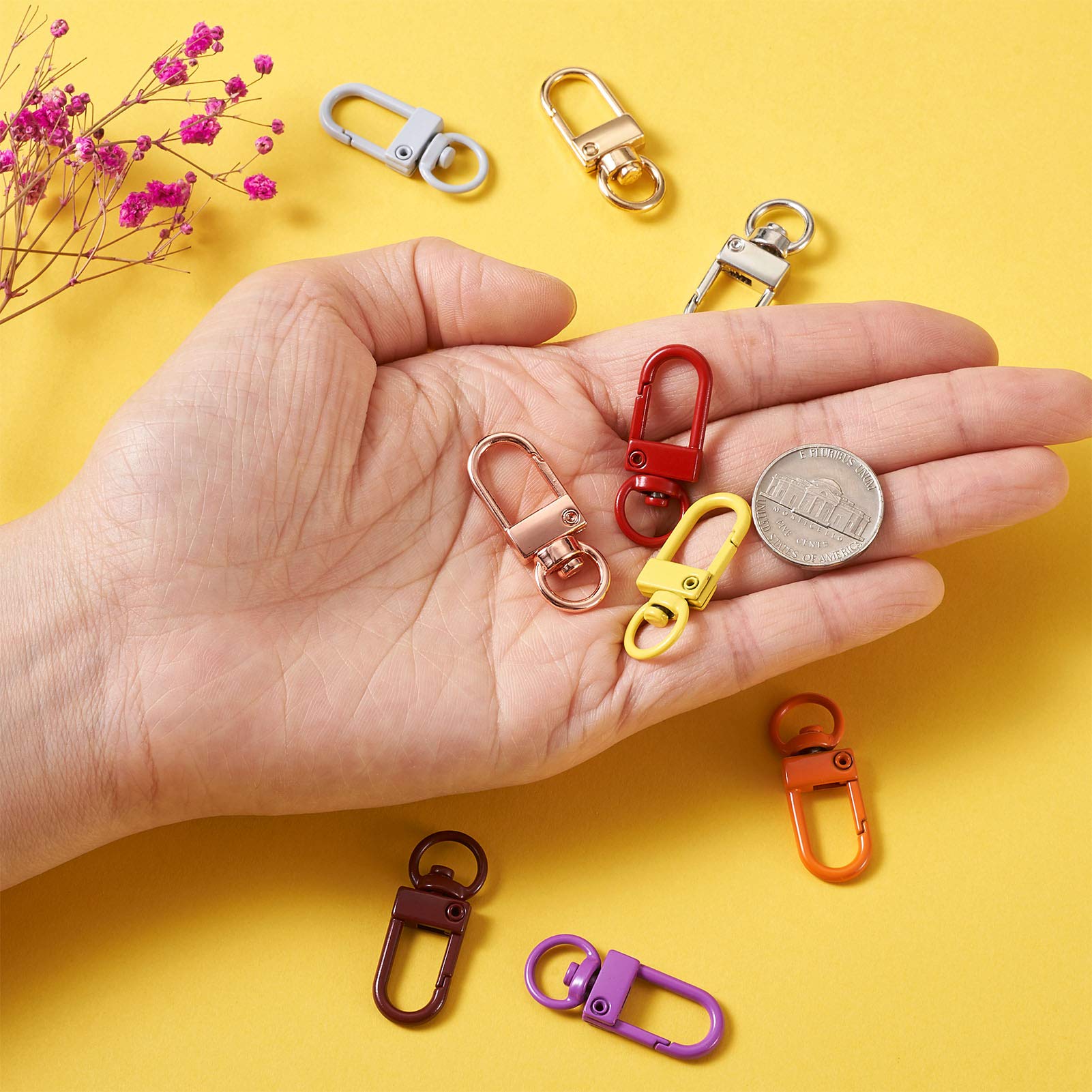 Crochets Métalliques Set De 20 Mousquetons Rotatifs Pour Porte-clés Et Accessoires De