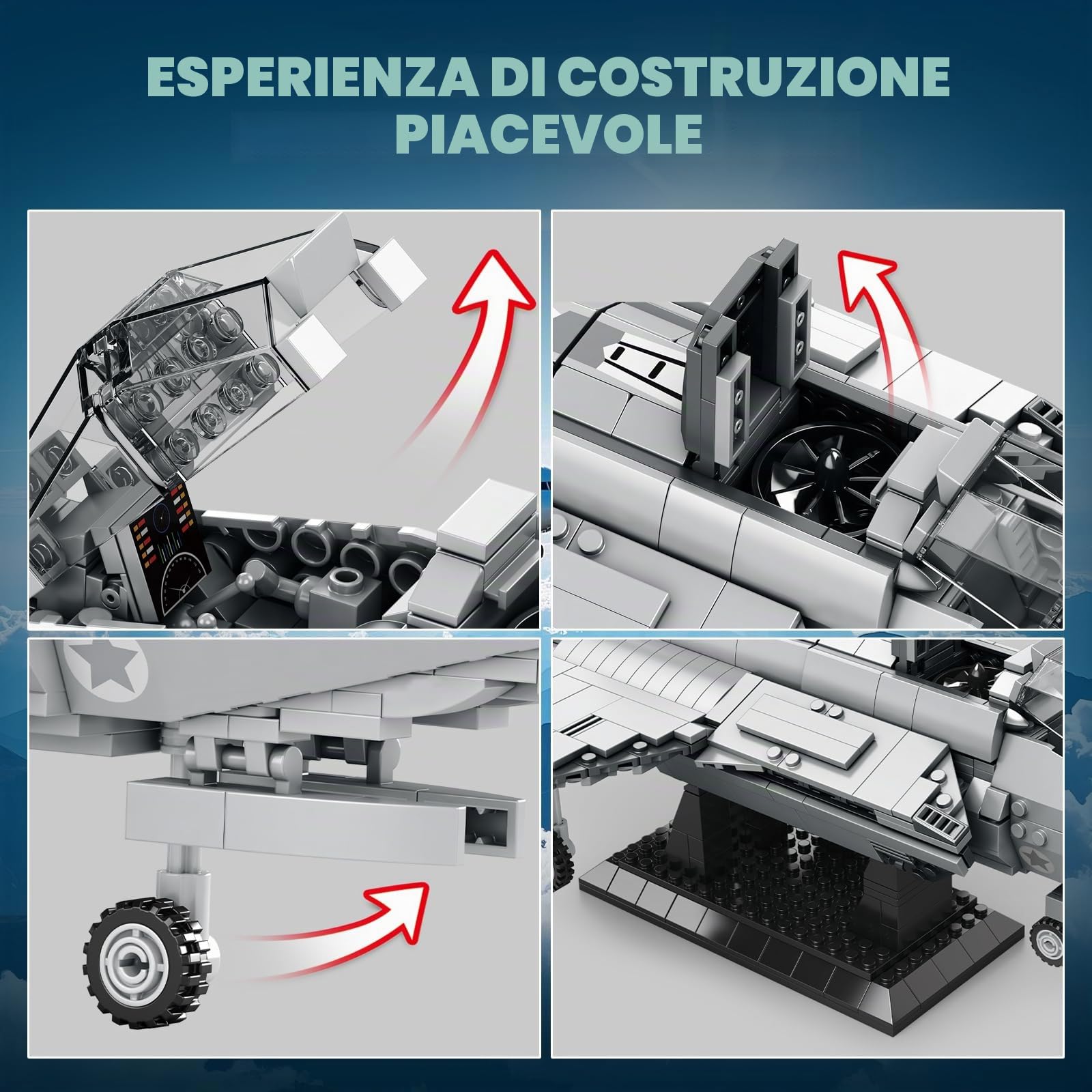 Reobrix F-35 Militare Caccia Set di Costruzione Aereo 33021, Set di giocattoli dell'esercito per aeroplani da combattimento F-35 Lightning II Joint Strike,Modello adulti fan militari
