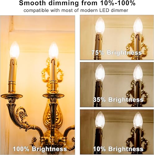 Miniatura 3 de truestory Bombillas LED B11Dimmable para candelabro equivalente a 50 W, bombillas de araña de 5 W, luz blanca cálida de 2700 K, base E26 de 450