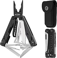Vista 10 de Multiherramienta, alicates multiherramienta de acero inoxidable 17 en 1 con autobloqueo, cuchillo de bolsillo, funda de nailon, multiherramienta