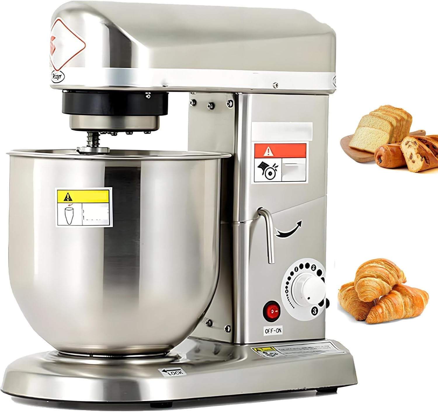 Stand Mixer,Commercial Food Mixer,Electric Stand Mixer,3 Speeds Adjustable,With Egg Beater,Beater and Dough Hook,Commercial Kitchen Cake Mixer,For Cookie,Cake,Bread Baking StainlessSteel-7L