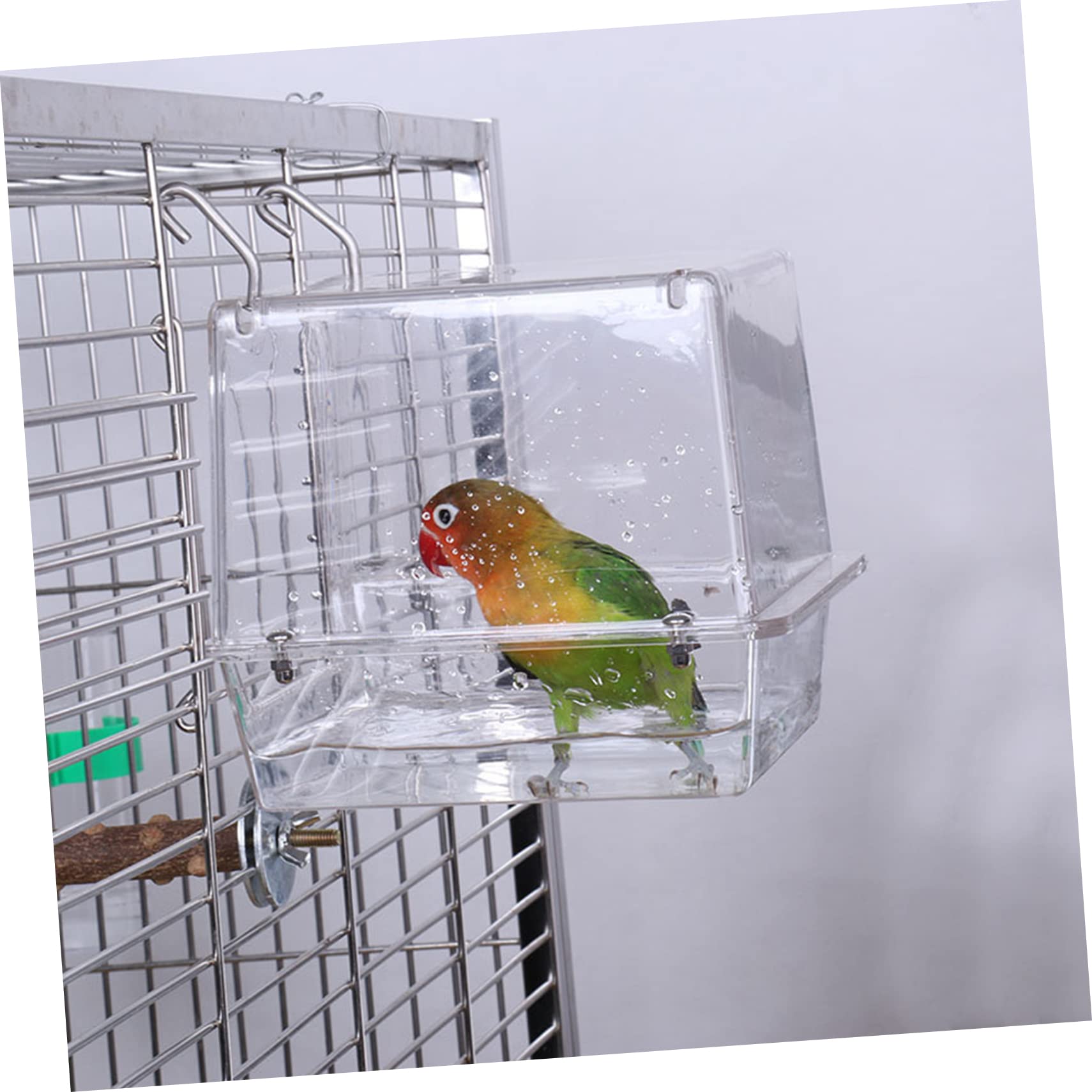 TOYANDONA Acryl Vogelbadewanne zum Aufhängen für Käfig, Auslaufsicher | Papageien Duschbox, Hänge Design, für Papagei und Vogel, Kompakte Käfiglösung