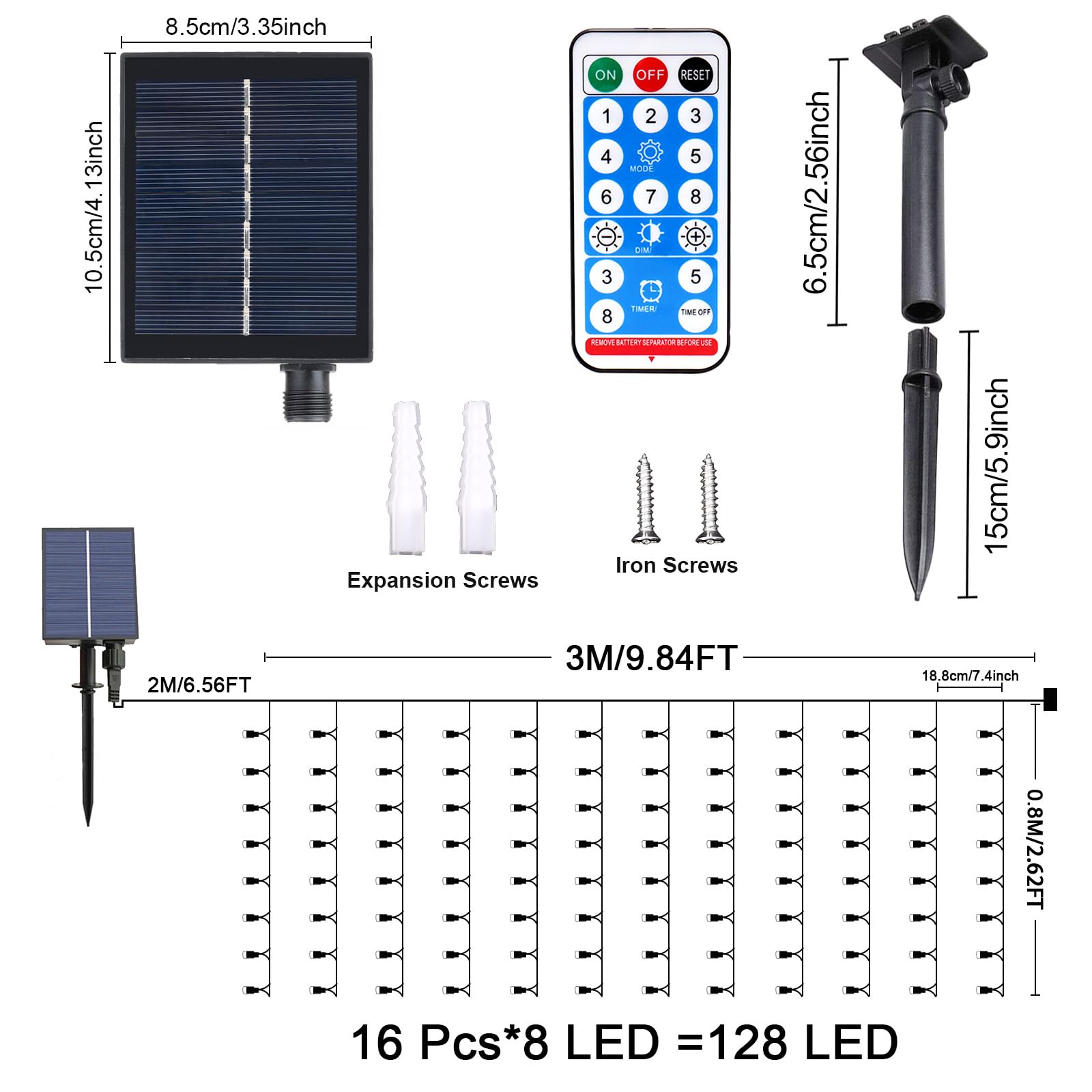 Solarne lampki w kształcie sopli, wodoodporne kurtyny, wiszące łańcuchy świetlne, 8 trybów, łańcuch świetlny LED, wodospad, łańcuch świetlny z pilotem na ślub, Boże Narodzenie, przyjęcie,