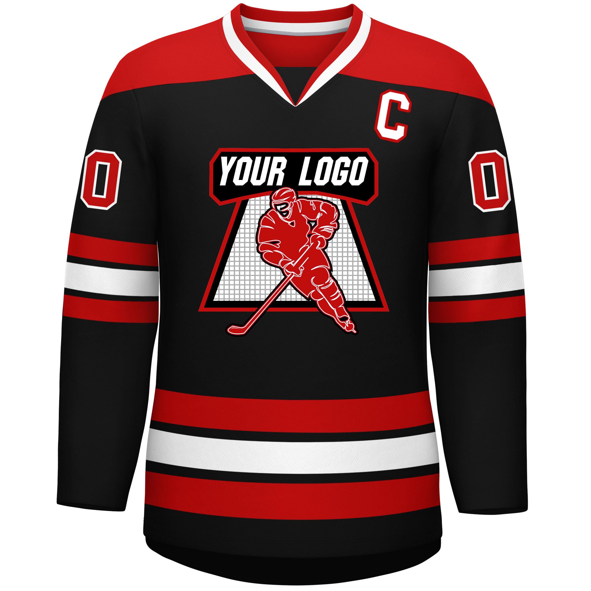 Custom Hockey Jersey Stitched or Printed Name Number V-Neck Athletic Jersey