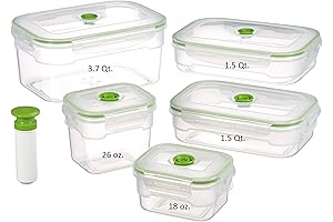 SealVac Vacuum Food Containers - 11pc Food Storage Container Set - Airtight...