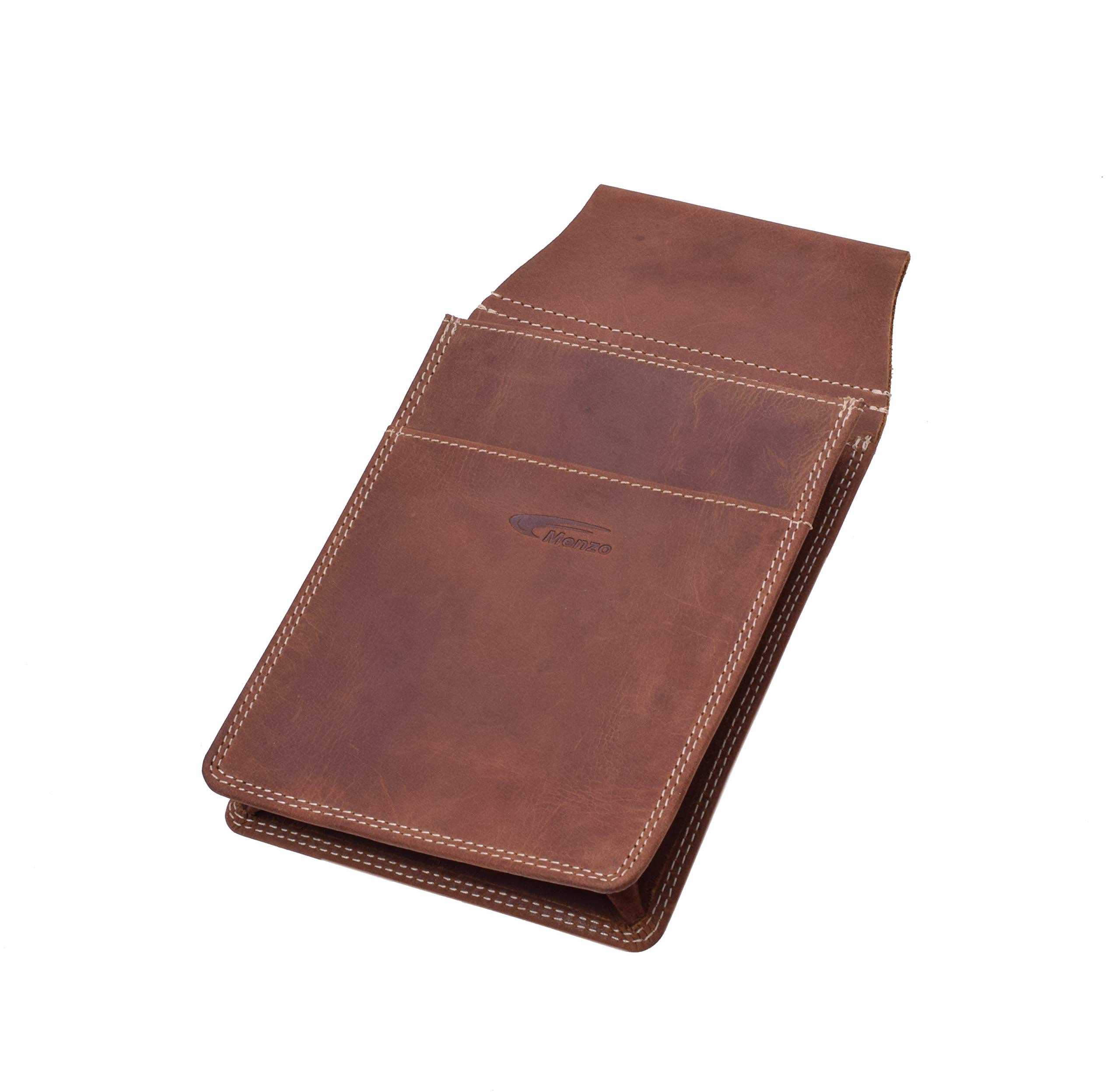 Menzo Kellnerbörsenset, Kellnerbörse + Holster, Kellnertasche + Halfter, echtes Leder für Damen und Herren (deltabraun)