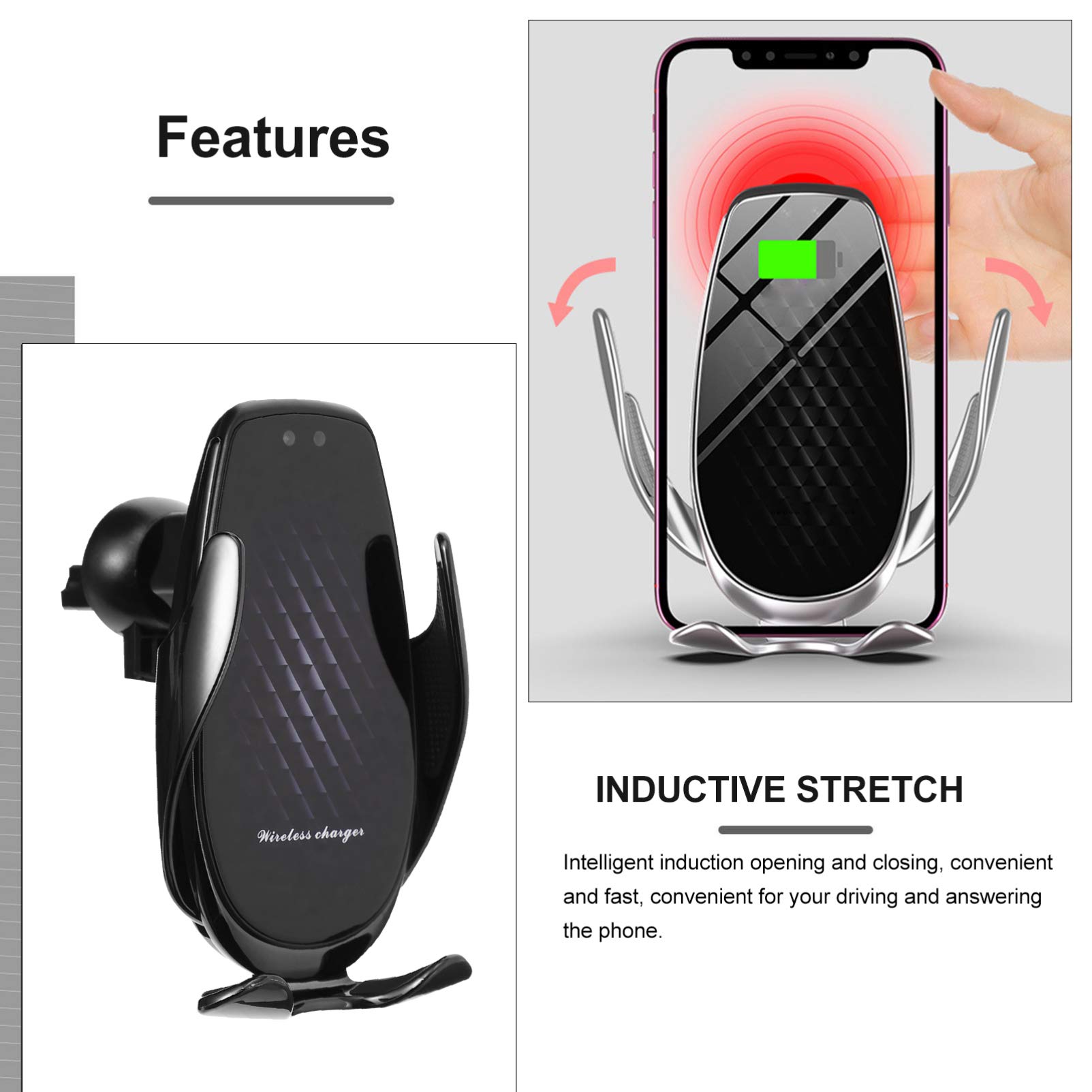 VICASKY 1 Juego Soporte para Teléfono Móvil Soporte para Teléfono De Coche Soporte para Celular para Auto Estanteria Trastero Aleación De Aluminio Bandeja De Almacenamiento Inducción