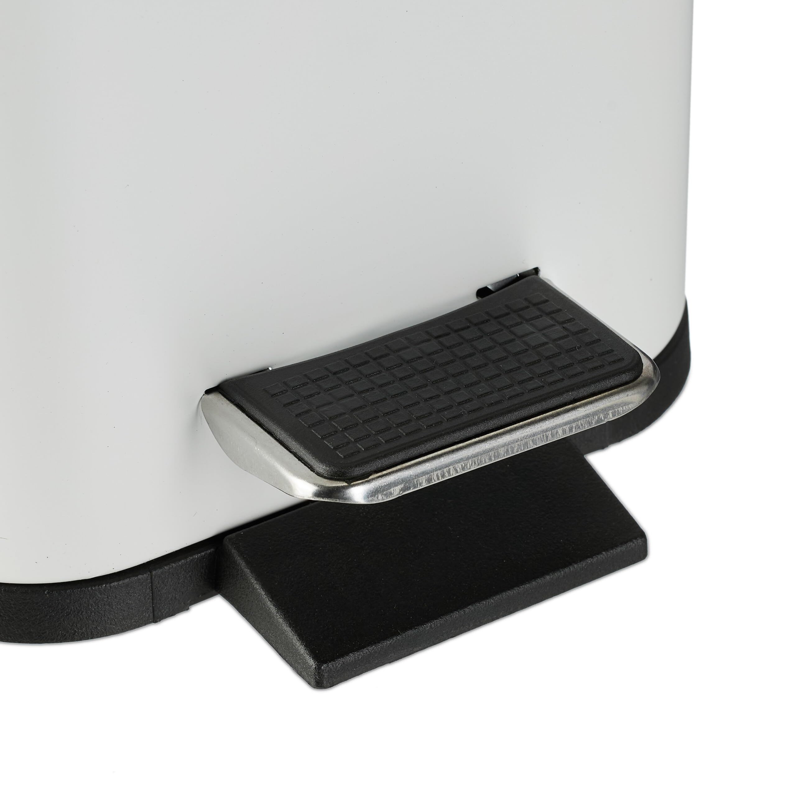 Relaxdays Poubelle de Salle de Bain, 5 litres, métallique, Seau intérieur Amovible, Couvercle en Bambou, Blanche