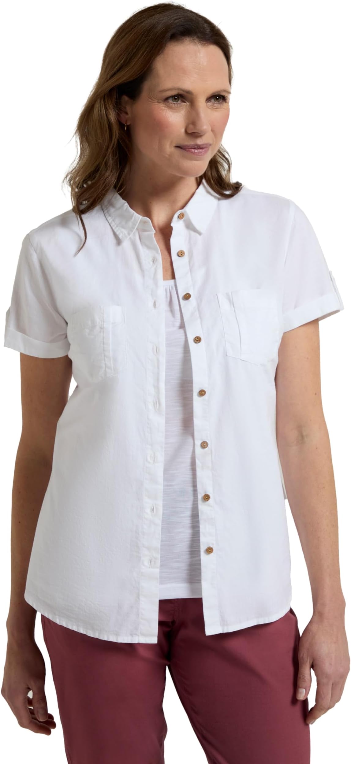 Mountain Warehouse Coconut Short Sleeve Womens Shirt - 100% Cotton Ladies Top, Lightweight, Breathable Blouse, Mesh Lined Tee - Spring Summer, Travelling