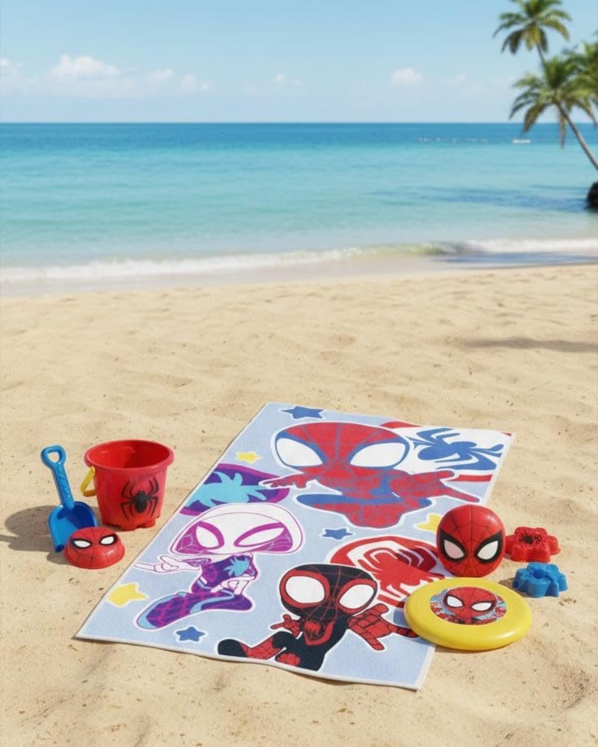 BrandMac Spidey Ręcznik plażowy i kąpielowy, 70 x 140 cm, 100% bawełna, miękki i chłonny ręcznik kąpielowy dla dzieci, kolorowy ręcznik Marvel Spiderman, idealny do kąpieli i basenu