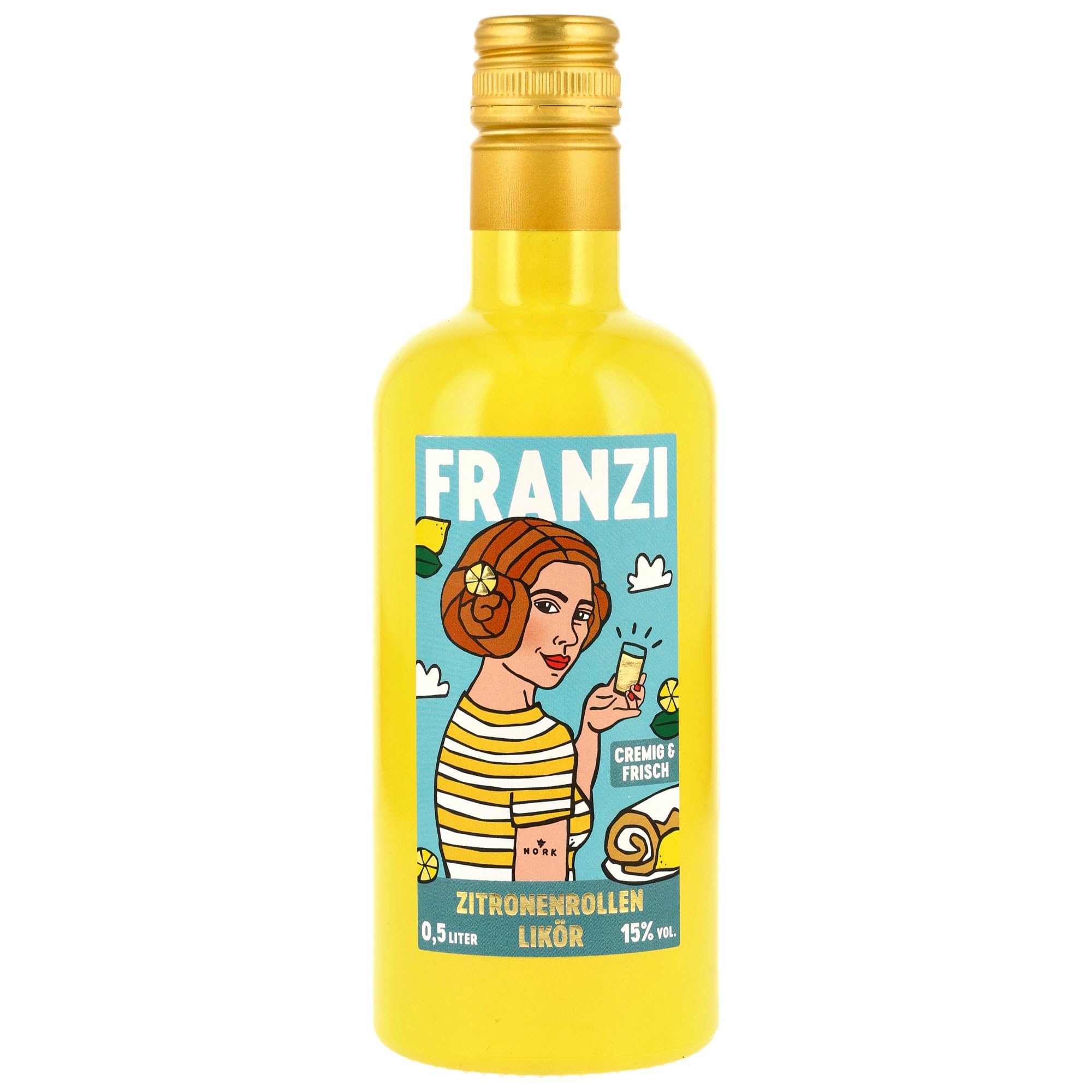 Franzi - Zitronenrollen Likör 15% Vol. 0,5 Liter Franzbrötchenlikör Sommeredition