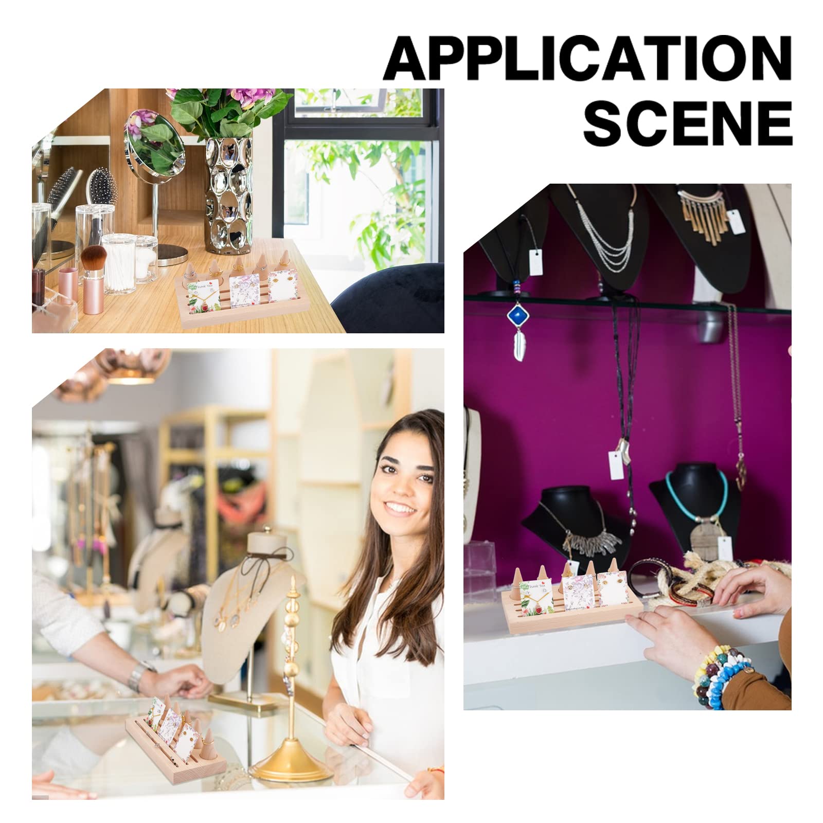 nbeads Support de Bague en Bois avec 5 Cône Anneaux Présentoirs, Plateau d'Affichage en Bois Présentoir de Bijoux en Bois Plateau D'Anneau en Bois avec Rainure pour Exposition de Bijoux D'Anneaux