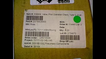 Ross D2768c5900, Poilet Check Valve D2768c5900