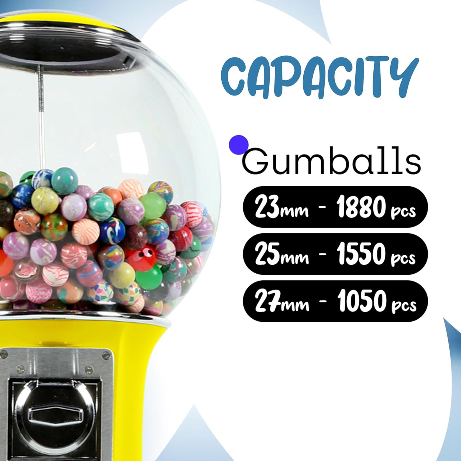 Gumball Machine with Stand - 4 FT Commercial Spiral Bubble Gum Machine - Coin Mechanism $0.25 Dispenses 1” Gumballs - Vending Machines for Kids