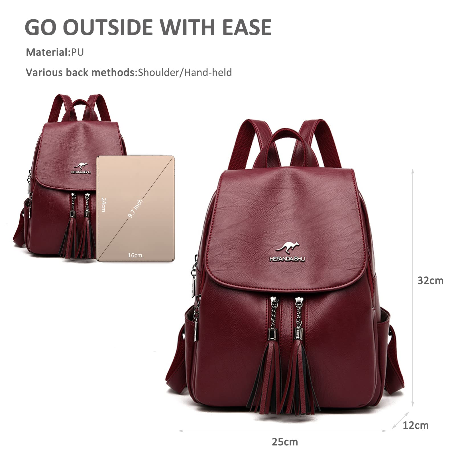Nicole & Doris Mochila Elegante de Cuero Antirrobo - Bolsa de Viaje Universitaria Casual con Solapa