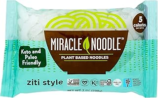 Ziti Pasta, 7 Oz (Pack of 6), Plant Based Shirataki Konjac Noodles, 5 Calories, 1g Net Carbs Per Serving, Keto, Gluten-Free