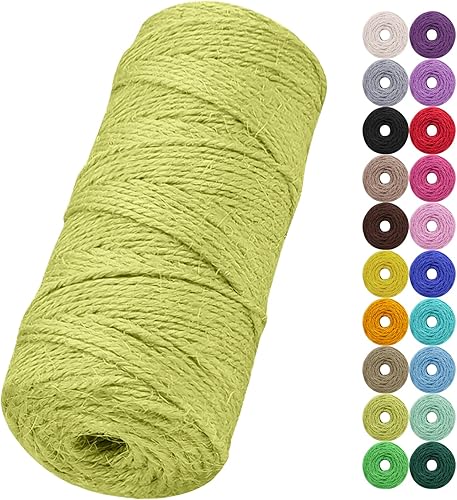 Miniatura 37 de Cuerda de yute natural de 0.079 pulgadas y 328 pies para manualidades, cuerda de yute de colores de 3 capas para envoltura de regalos, jardinería