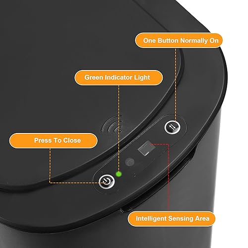 Miniatura 7 de Basurero de baño con tapa, 5 galones, color negro, sensor de movimiento, botes de basura automáticos para cocina, dormitorio, oficina, sala de estar