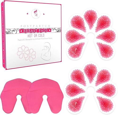 Ninja Mama Paquetes de terapia de hielo y calor para madres lactantes y de bombeo. Paquete de 2 con 2 fundas lavables súper suaves. Suministros de