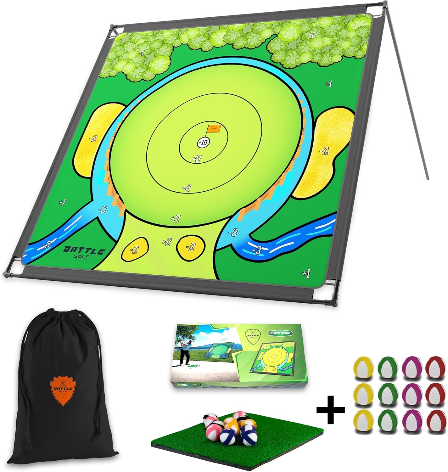 Golf Game Pong Putting Game Set - 20 Balls, Portable Indoor/Outdoor Golf Mat, Putter & Carrying Bag - Perfect for Backyard, Parties, Family Fun