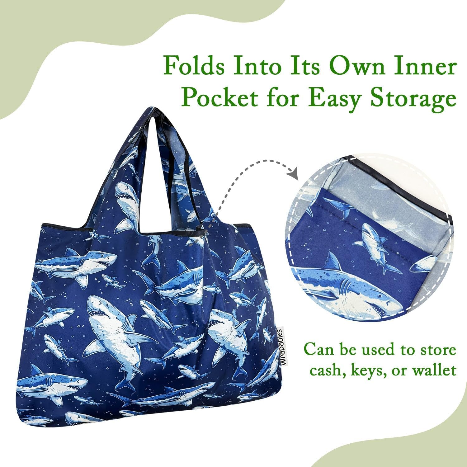 allydrew Large Foldable Tote Nylon Reusable Grocery Bags - Image 4