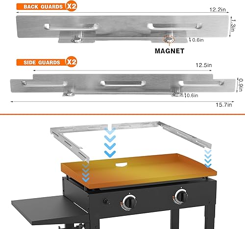 Miniatura 5 de Protector de viento para parrilla Blackstone de 28 pulgadas, accesorios de parrilla Blackstone para barbacoa al aire libre, pantalla magnética de