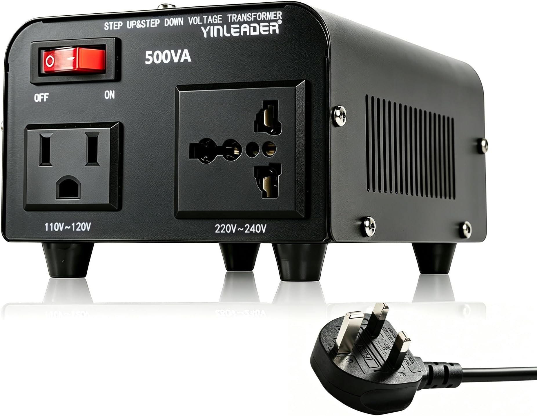 Yinleader 500W Voltage Transformer, 220/240 Volts to 110/120V Step Up Step Down Voltage 500VA