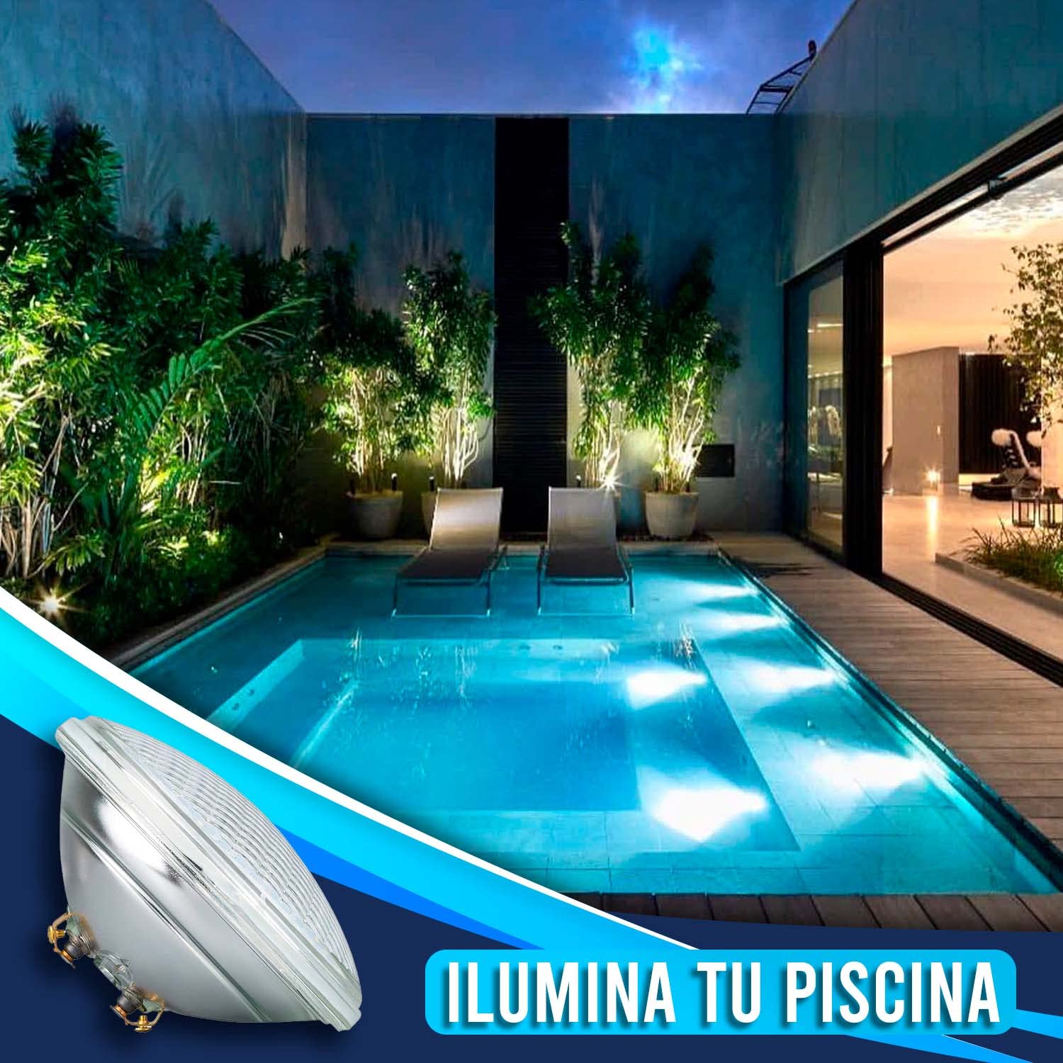 Bombilla Piscina LED Sumergible PAR56 35W 12V 6000K para empotrar Lámpara de luz subacuática para piscina, Luz blanca impermeable para estanque de piscina interior al aire libre