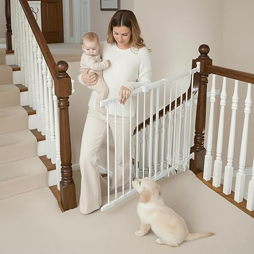 Miniatura 2 de KidCo 28-42.5" Angle Mount Safeway Angeled Baby Gate for Stairs with Banister or Uneven Walls | No-Trip Top of Stairs Baby Gate No Bottom Bar |