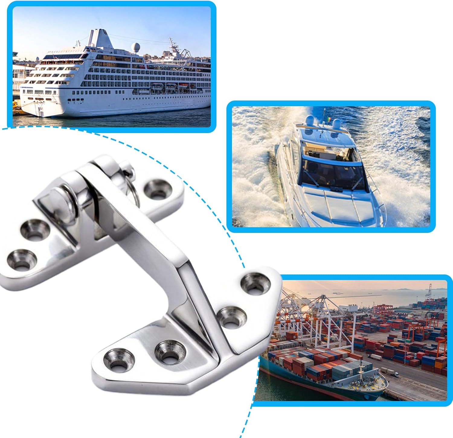 316 Stainless Steel Hatch Hinges - 92 * 73mm Marine Grade Heavy-Duty Long Reach Door Hinges with Removable Pin & 8 Screws - Hardware for Boats, Yachts and RVs