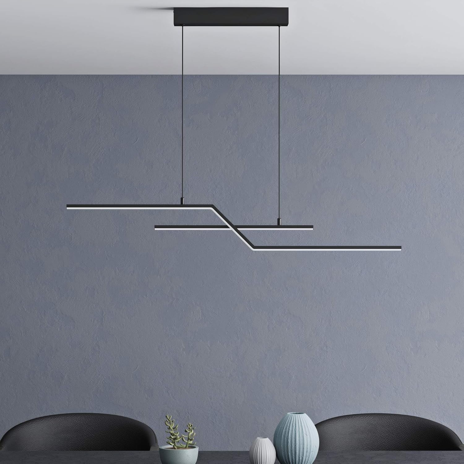 Mai & Mai Lustre 3000/4000/6000K Câble Réglable Lumières Suspension pour Cuisine Chambre Salon Noir 105cm