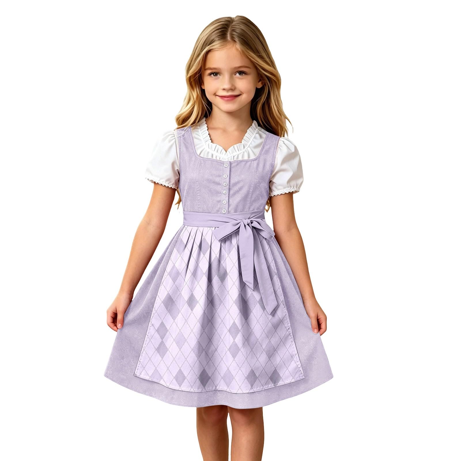 Girls Oktoberfest Costume Bavarian Beer Festival Dirndl Dress with Apron โ image 1