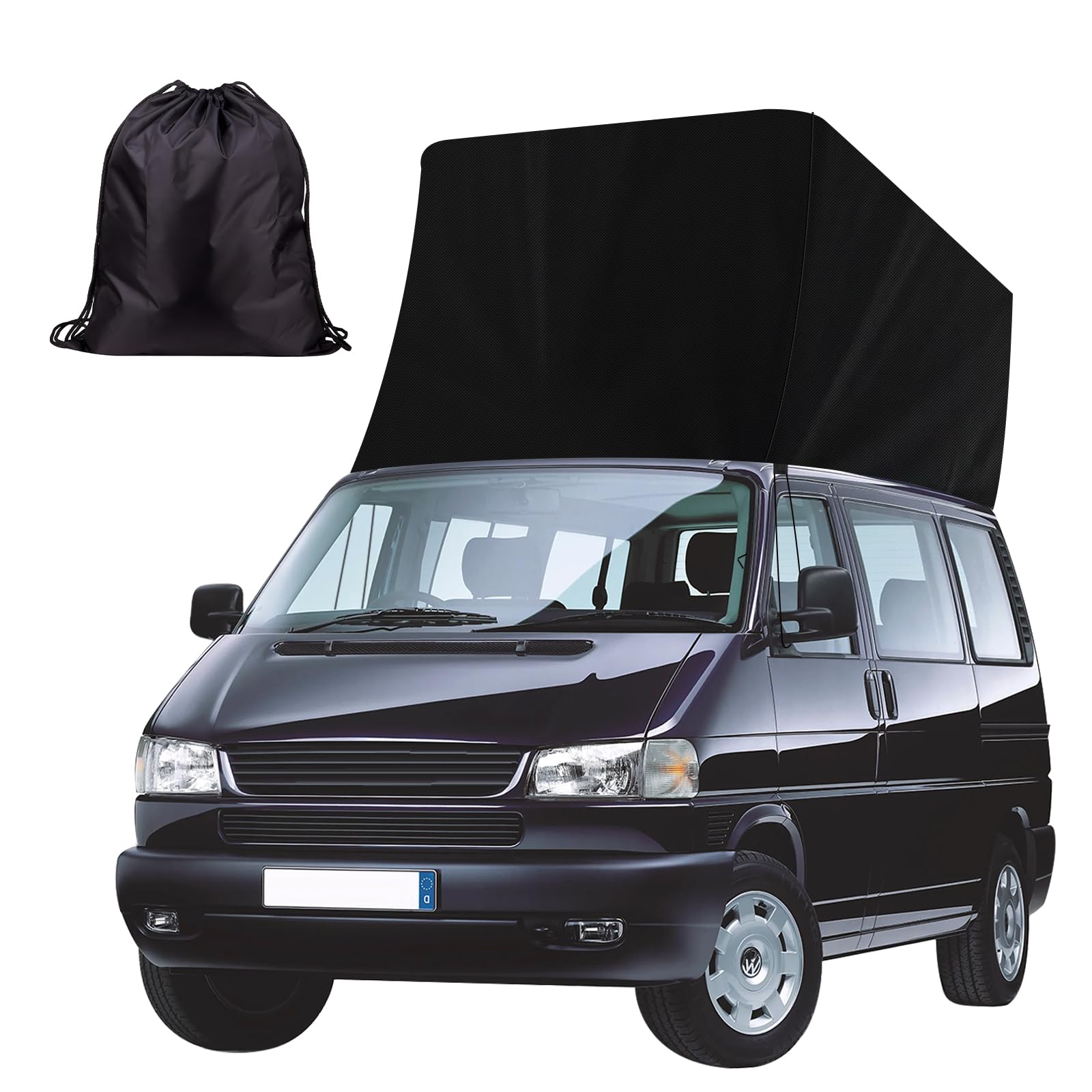 Dachschutz Ersatz für VWT4, 600D Oxford-Stoff Schwarz Wetterschutz Pop-Top Camper Dachzelt für Aufstelldach Schlafdach Outdoor Camping, Mütze Calicap Regenschutz Wintercamping