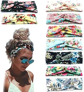 Beach Headbands for Women, 9 Pack Women's Boho Headbands for Women Girls Wide Bohemian Knotted Yoga Headband Head Wrap Hai...
