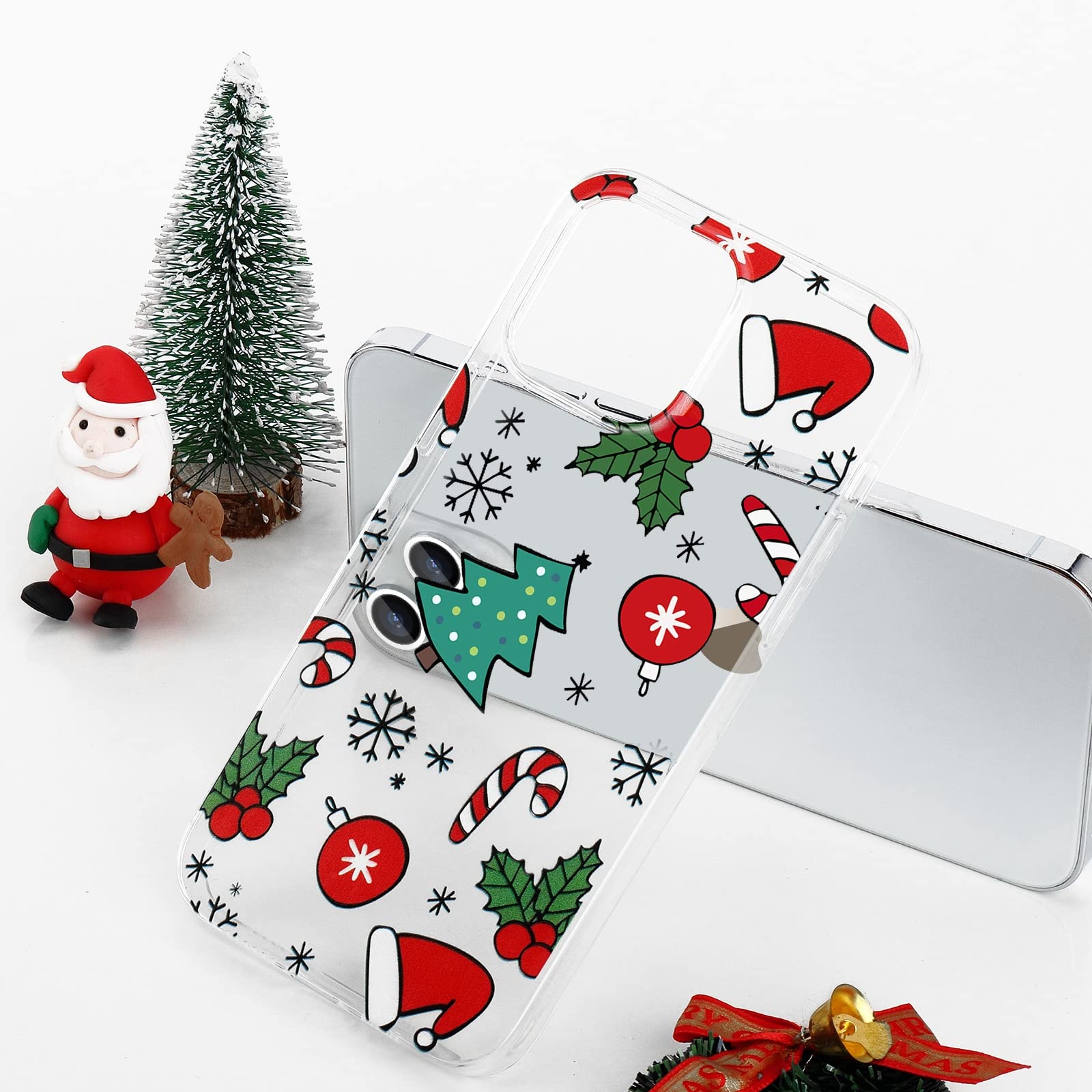 Movilshop Custodia per [ iPhone 12 Pro MAX ] Sfondo Natale [ Biscotto Christmas Baston Caramello] in silicone flessibile trasparente Custodia Case Cover Gel per smartphone