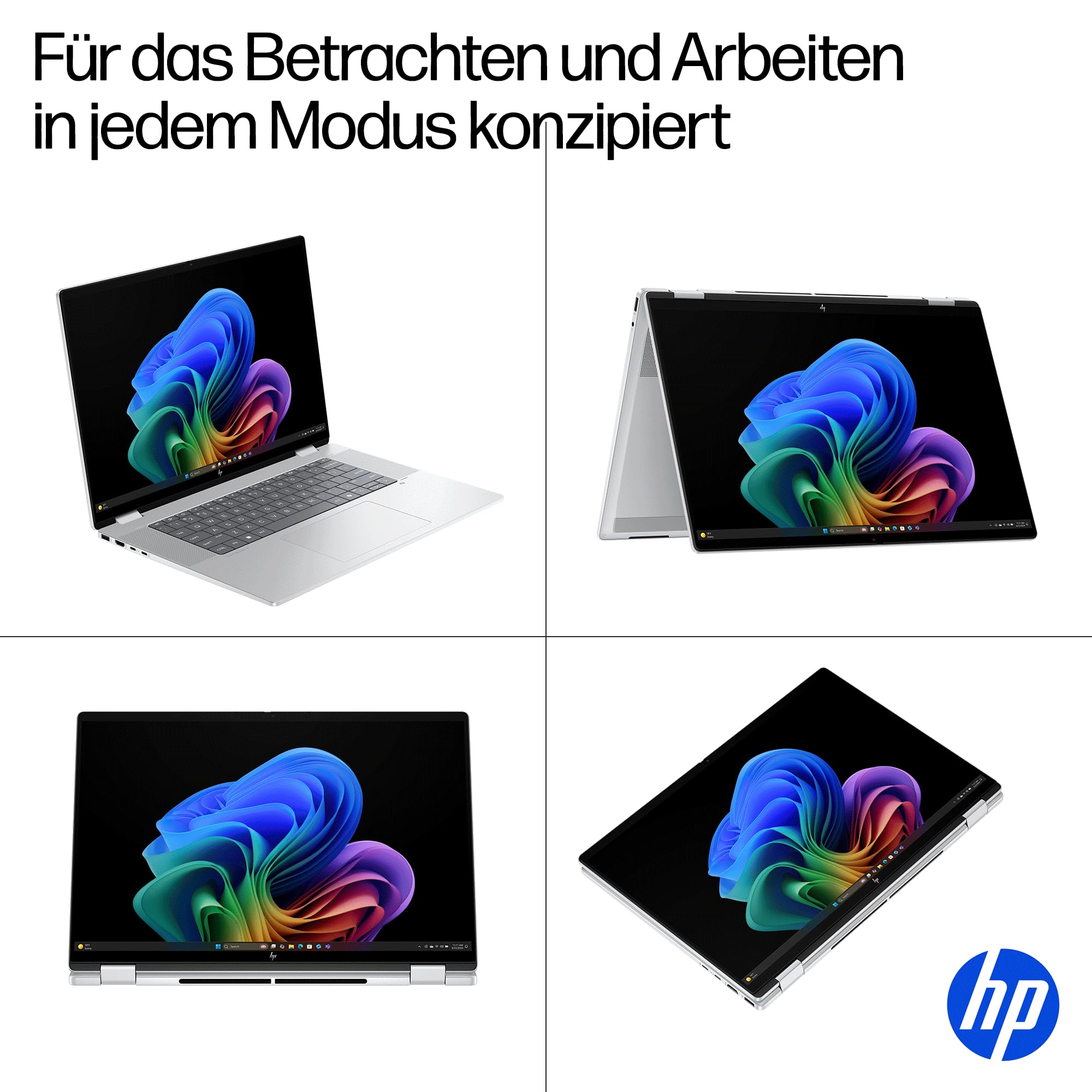 HP OmniBook X Flip 2-in-1 Laptop 16" 2K Touchscreen Intel Core Ultra 5 16GB RAM 1TB Win11 Silber