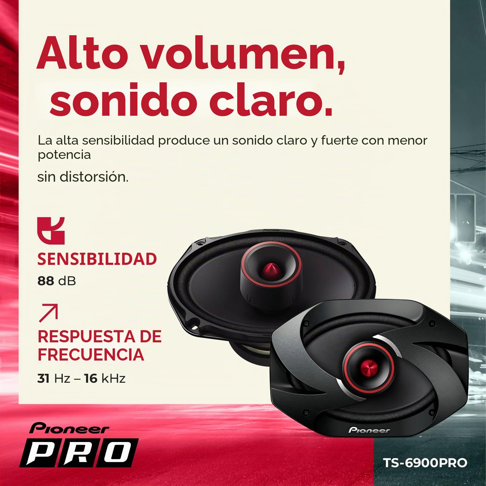 Pioneer TS6900PRO Pro Series - Altavoz de 2 vías de 600 W MAX 2 de 6 x 9 Pulgadas, Color Negro