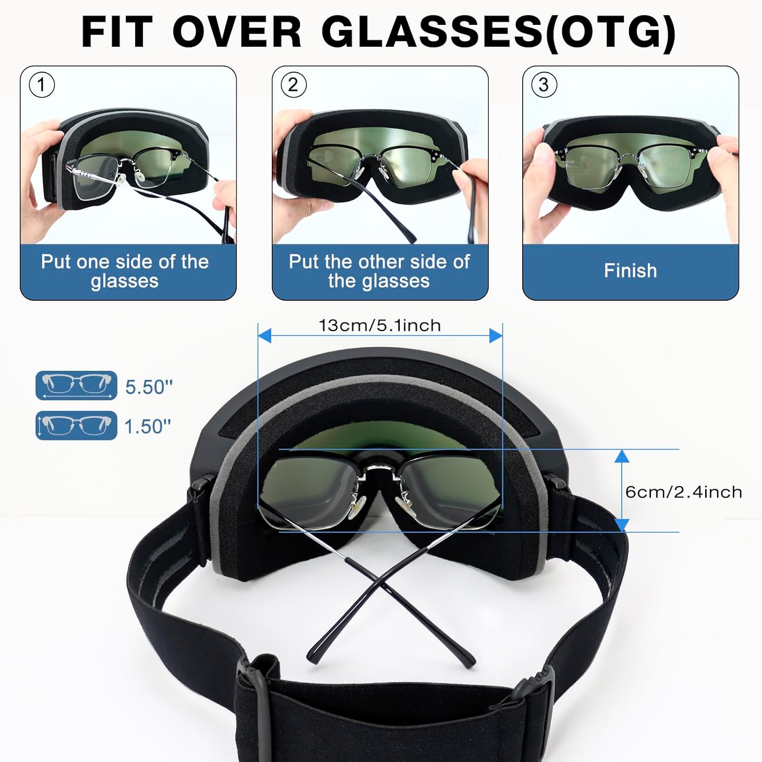 AVV OTG Ski Goggles Anti Fog UV400 Protection - Helmet Compatible for Men Women Youth Snow Sports - Image 4
