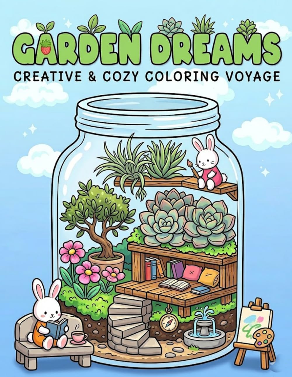 Garden Dreams Cute and Comfy Coloring Book: Adorable Coloring Pages Featuring Cozy Gardens, Cute Animals, Blooming Flowers, Whimsical Cottages, and Peaceful Nature Escapes