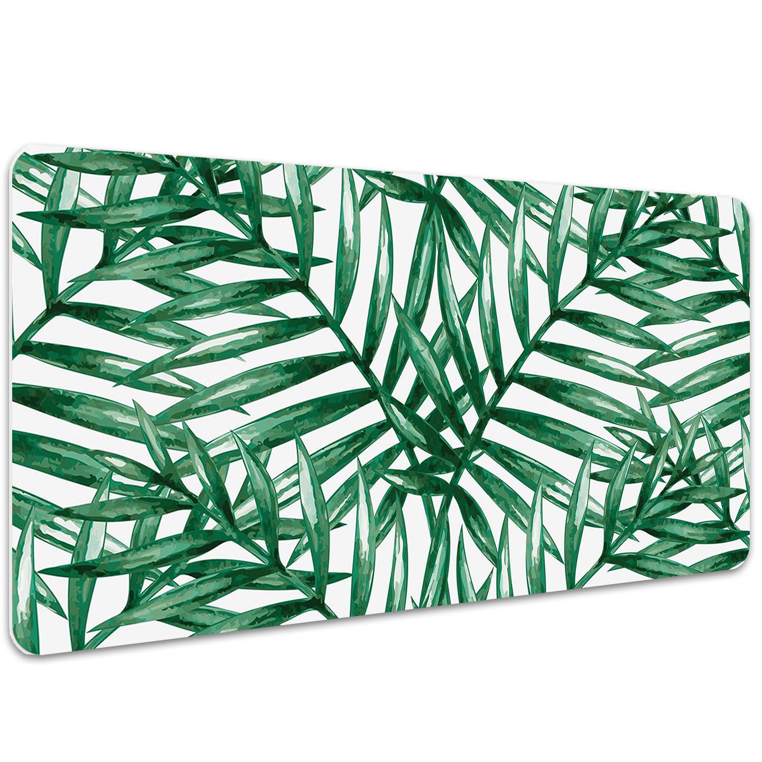 Sottomano da Scrivania 100x50 cm Antiscivolo per Ufficio e Casa Facile da Pulire Impermeabile Superficie Protettiva Protezione e Decorazione in Vinile PVC - Foglie tropicali