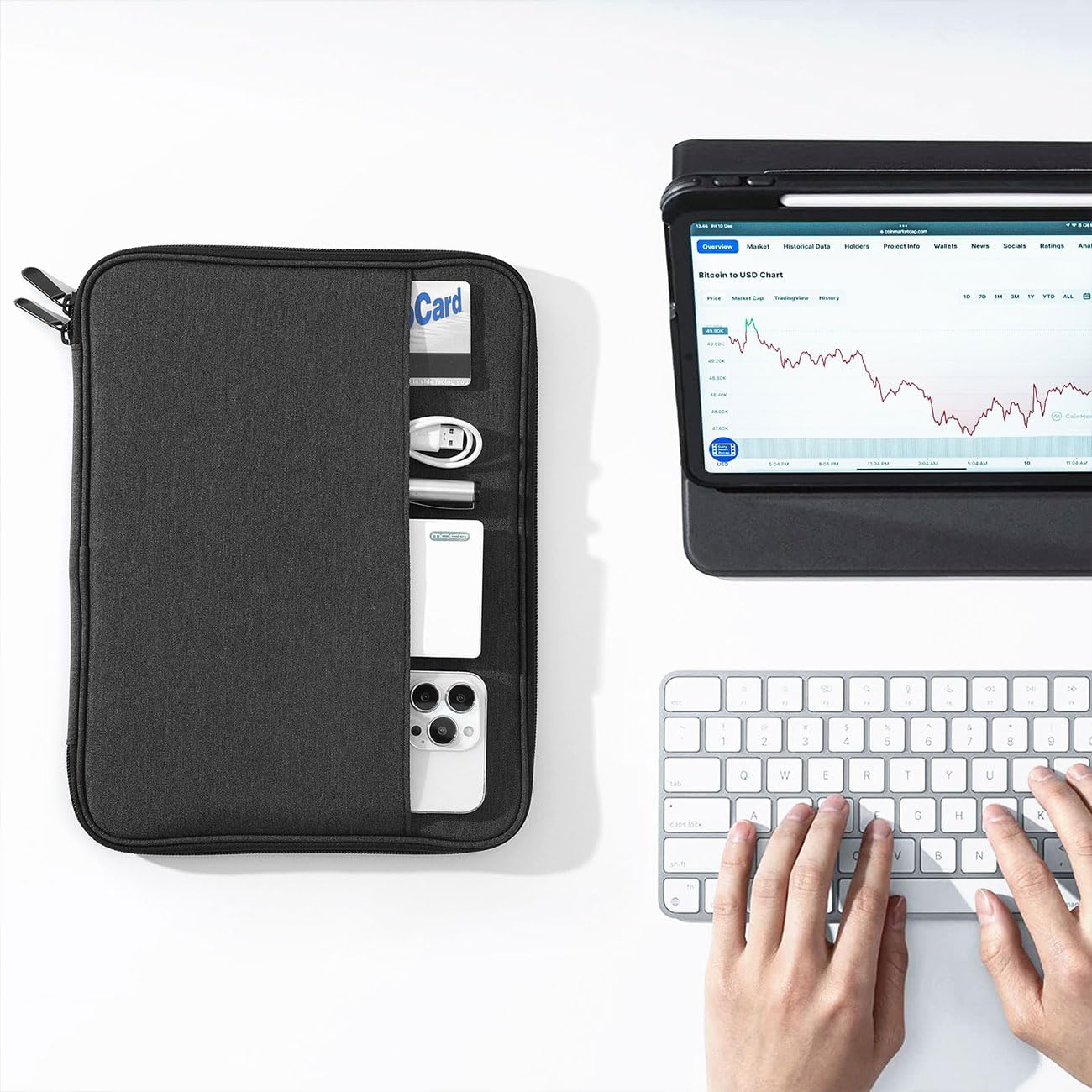 MoKo 9-11 Inch Tablet Sleeve, Protective Carrying Bag with Two Compartments Fits New iPad Air/Pro 11 inch 2024, iPad Air 5/4th 10.9, iPad 9/8/7th 10.2, iPad 10th 10.9, Tab S8/S9 11, Black & Gray - Image 7